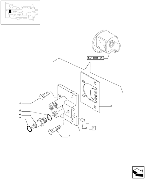 T6010 PLUS-1.27.3 - STD - TRANSMISSION 24X24 (40 KM/H) HI-LO - HI-LO LUBE MANIFOLD