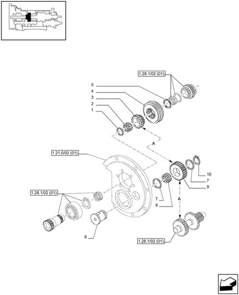 T6010 PLUS-1.27.5/02 - VAR - 330283 - TRANSMISSION 16X16 (40 KM/H) SPS - REVERSER GEARS