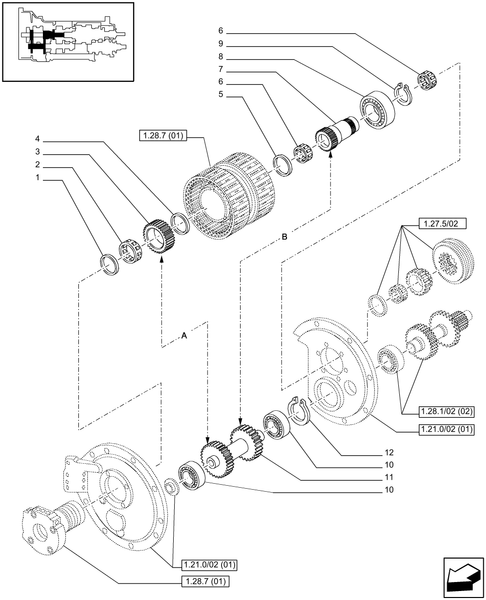 T6010 PLUS-1.28.1/02[01] - VAR - 330283 - TRANSMISSION 16X16 (40 KM/H) SPS - GEARSHIFTS GEARS