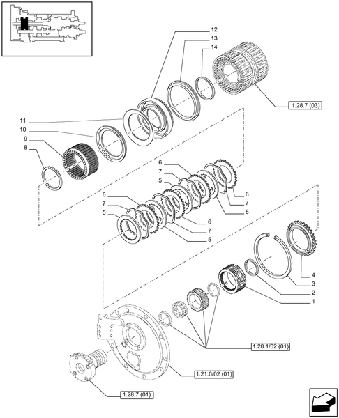 T6010 PLUS-1.28.7[02] - VAR - 330283 - TRANSMISSION 16X16 (40 KM/H) SPS - SPEED ENGAGEMENT FRONT CLUTCH - C1 DISKS - END YR 31-MAR-2010 ; (Prod Date) Before 31-Mar-2010