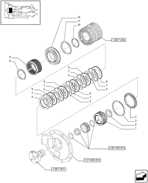 T6010 PLUS-1.28.7[02A] - VAR - 330283 - TRANSMISSION 16X16 (40 KM/H) SPS - SPEED ENGAGEMENT FRONT CLUTCH - C1 DISKS - BEGIN YR 01-APR-2010 ; (Prod Date) After 01-Apr-2010