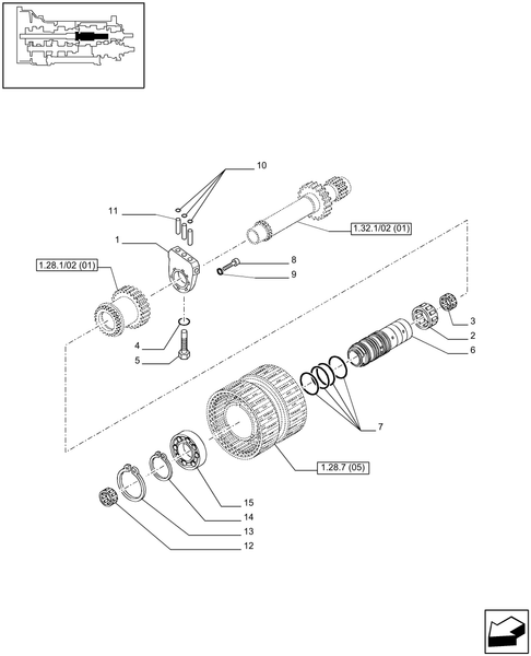 T6010 PLUS-1.28.7[06A] - VAR - 330283 - TRANSMISSION 16X16 (40 KM/H) SPS - SPEED ENGAGEMENT REAR CLUTCH - SUPPORT AND MANIFOLD - D6835