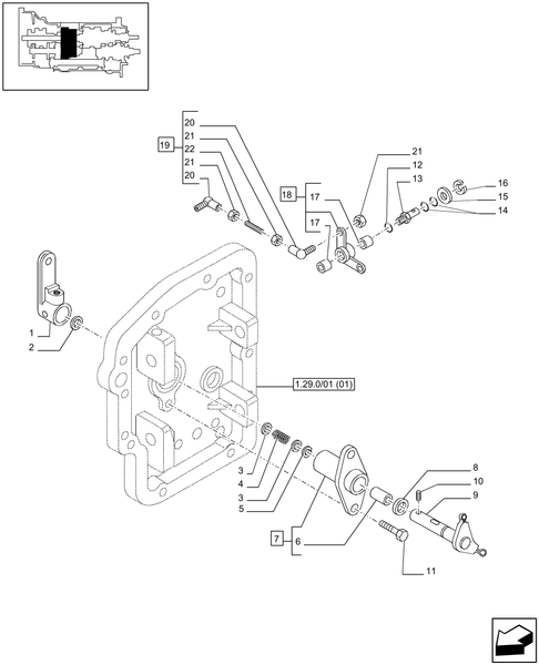 T6010 PLUS-1.29.0/01[02] - STD - TRANSMISSION 24X24 (40 KM/H) HI-LO - GEARBOX COVER, LEVERS AND TIE-RODS