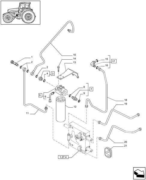T6010 PLUS-1.29.6 - STD - TRANSMISSION 24X24 (40 KM/H) HI-LO - PIPES AND FILTER