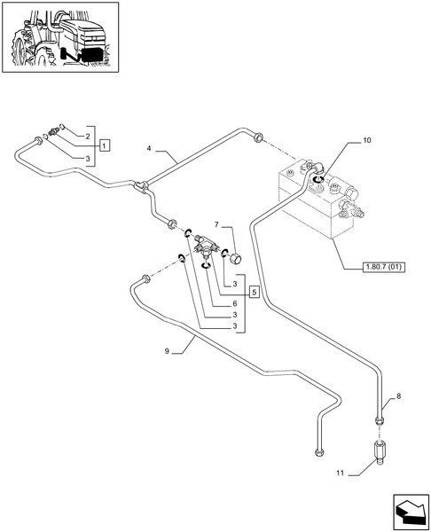 T6010 PLUS-1.29.7/02[02] - STD - TRANSMISSION 24X24 (40 KM/H) HI-LO - GEARBOX LUBRICATION PIPING