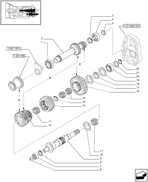 T6010 PLUS-1.32.1/05 - VAR - 331248, 332245 - TRANSMISSION 16X16 (30 KM/H) SPS - REDUCTION GEAR