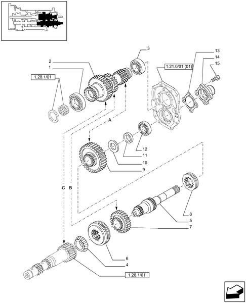 T6010 PLUS-1.32.1/01[01] - STD - TRANSMISSION 24X24 (40 KM/H) HI-LO - REDUCTION GEAR