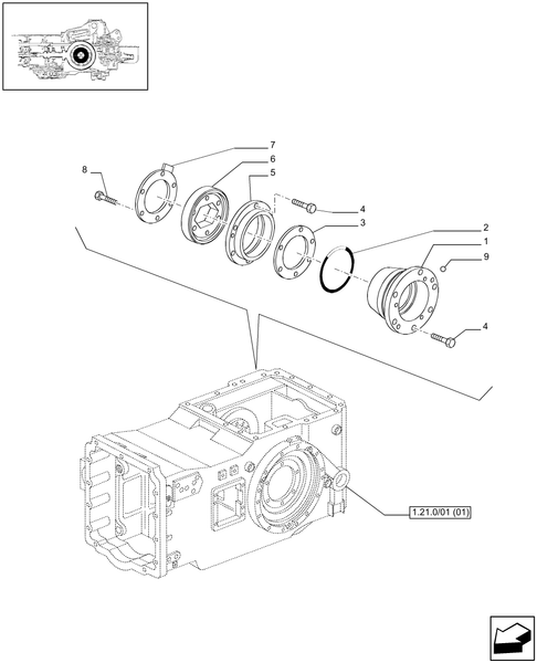 T6010 PLUS-1.32.0/02 - VAR - 331334, 332334 - DIFFERENTIAL GEARS WITH HYDRAULIC LOCK - DIFFERENTIAL SUPPORT