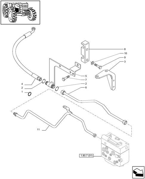 T6010 PLUS-1.32.6/03 - VAR - 330409 - (CL.3) FRONT AXLE W/MULTI-PLATE DIFF. LOCK AND STEERING SENSOR - PIPES