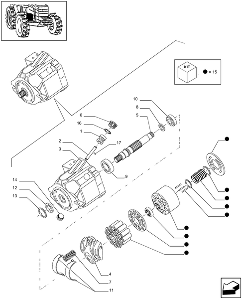 T6010 PLUS-1.32.8/02A - STD + VAR - 330835, 331836, 332836, 333836, 334835, 335836, 336835, 337835, 338835, 339835 - (113 L/MIN) HYDRAULIC PUMP - BREAKDOWN