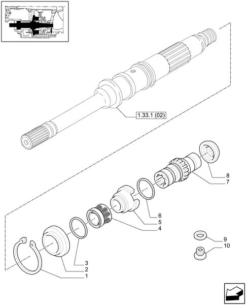 T6010 PLUS-1.33.3 - STD - 4WD MECHANICAL ENGAGEMENT - COUPLING SLEEVE AND HUB