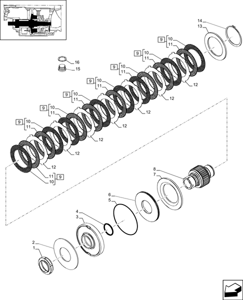 T6010 PLUS-1.33.3/02[01] - STD + VAR - 331333 - WET DIFFERENTIAL AND 4WD ENGAGEMENT CLUTCHES - SPLINED HUB AND DISKS - BEGIN YR 15-DEC-2019 ; (Prod Date) After 15-Dec-2019