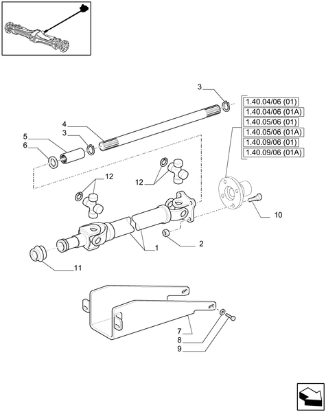 T6010 PLUS-1.38.5/01 - STD - 4WD PROPELLER SHAFT FOR SUSPENDED FRONT AXLE