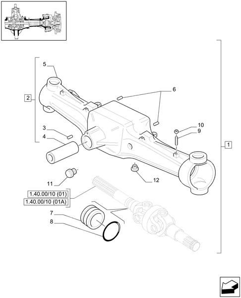 T6010 PLUS-1.40.00/01 - STD - 4WD (CL.3) FRONT AXLE WITH LIMITED SLIP DIFF. LOCK - BOX