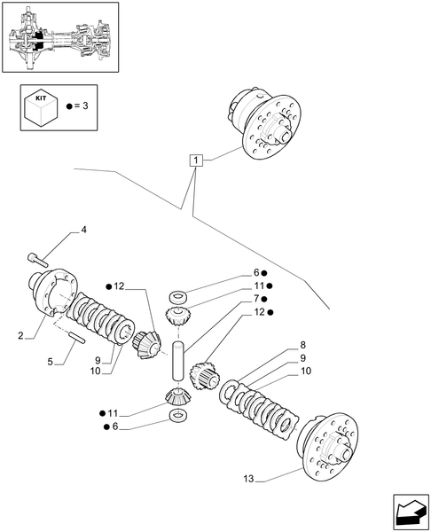 T6010 PLUS-1.40.00/07 - STD - 4WD (CL.3) FRONT AXLE WITH LIMITED SLIP DIFF. LOCK - DIFFERENTIAL