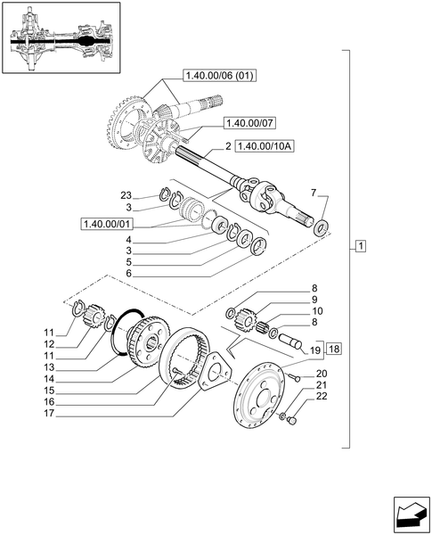 T6010 PLUS-1.40.00/10[01] - STD - 4WD (CL.3) FRONT AXLE WITH LIMITED SLIP DIFF. LOCK - DIFFERENTIAL GEARS AND SHAFT - END YR 14-APR-2010 ; (Prod Date) Before 14-Apr-2010