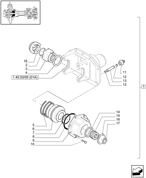 T6010 PLUS-1.40.03/07[02A] - VAR - 330409 - (CL.3) FRONT AXLE WITH DOG CLUTCH AND STEERING SENSOR - DIFFERENTIAL LOCK - BEGIN S/N  Z8BD08970 ; (SN Break) After Z8BD08970