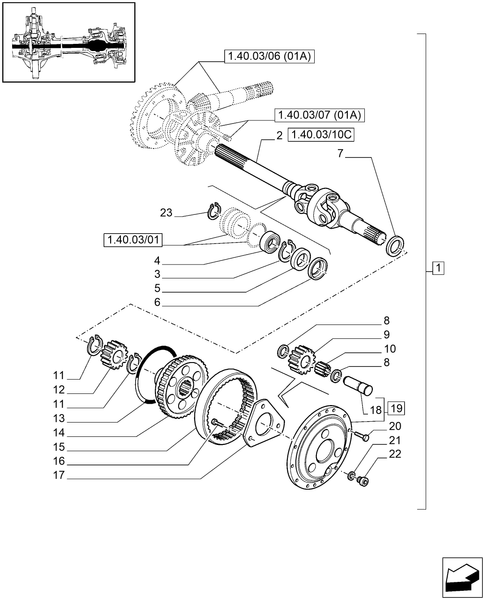 T6010 PLUS-1.40.03/10[01B] - STD + VAR - 330409 - (CL.3) FRONT AXLE WITH DOG CLUTCH AND STEERING SENSOR - DIFFERENT. GEARS AND SHAFT - BEGIN YR 15-APR-2010 ; (Prod Date) After 15-Apr-2010