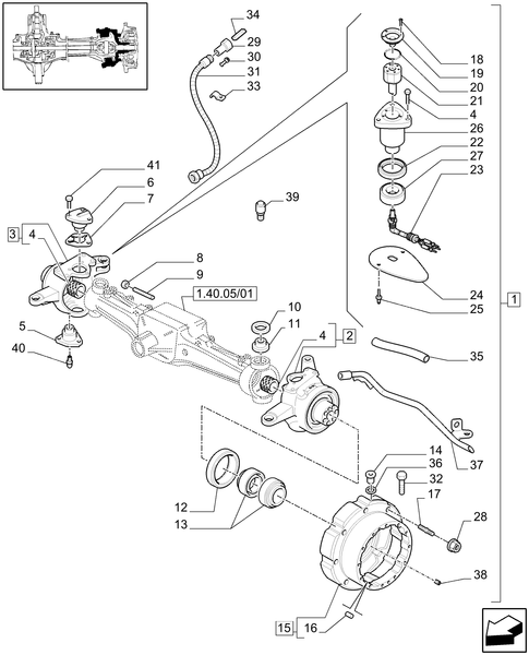 T6010 PLUS-1.40.05/02[01A] - VAR - 330427 - (CL.3) SUSPENDED FRONT AXLE W/MULTI-PLATE DIFF. LOCK AND BRAKES - STEERING AXLES-HUBS - BEGIN YR 15-APR-2010 ; (Prod Date) After 15-Apr-2010