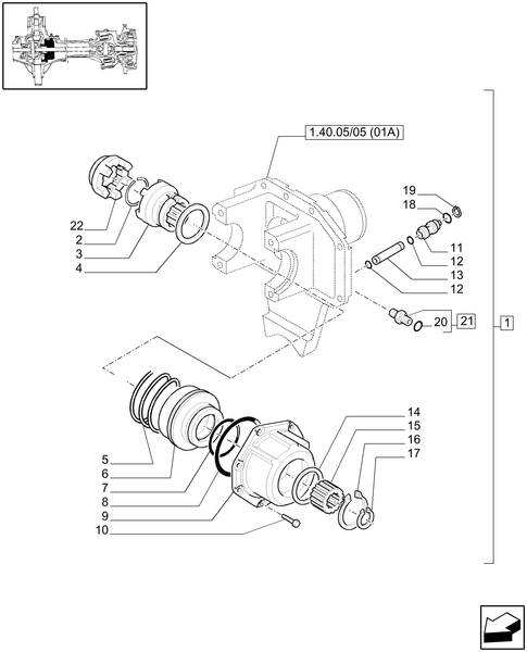 T6010 PLUS-1.40.05/07[02A] - VAR - 330427 - (CL.3) SUSPENDED FRONT AXLE WITH DOG CLUTCH AND BRAKES - DIFFERENTIAL LOCK - BEGIN S/N  Z8BD08970 ; (SN Break) After Z8BD08970