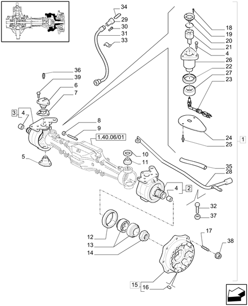 T6010 PLUS-1.40.06/02[01] - VAR - 330413 - (CL.3) SUPERSTEER FRONT AXLE WITH STEERING SENSOR - STEERING AXLES - HUBS - END YR 04-MAY-2010 ; (Prod Date) Before 04-May-2010