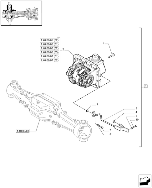 T6010 PLUS-1.40.06/05[01] - VAR - 330413 - (CL.3) SUPERSTEER FRONT AXLE WITH STEERING SENSOR - SUPPORT