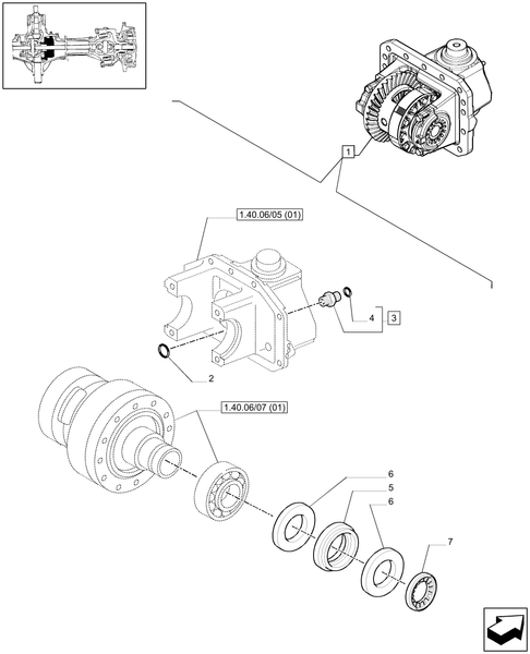 T6010 PLUS-1.40.06/07[02] - VAR - 330413 - (CL.3) SUPERSTEER FRONT AXLE WITH STEERING SENSOR - DIFFERENTIAL
