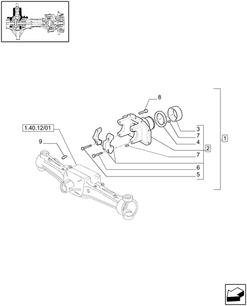 T6010 PLUS-1.40.12/05 - VAR - 330416 - (CL.3) FRONT AXLE WITH DOG CLUTCH LESS STEERING SENSOR - SUPPORT