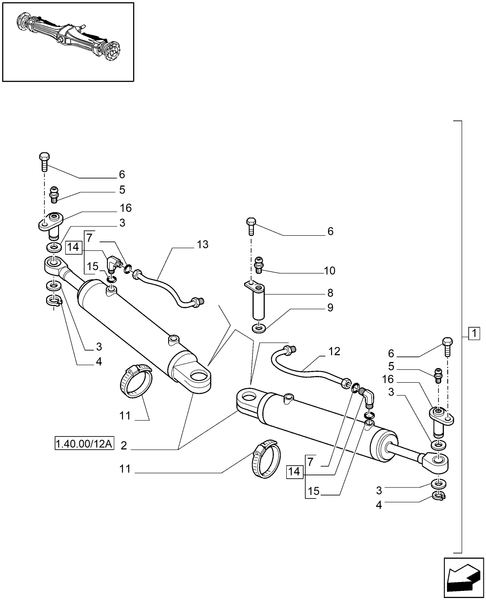 T6010 PLUS-1.40.12/12 - VAR - 330416 - (CL.3) FRONT AXLE WITH DOG CLUTCH LESS STEERING SENSOR - CYLINDERS