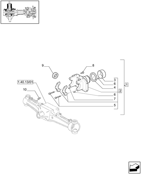 T6010 PLUS-1.40.13/05 - VAR - 330425 - (CL.3) FRONT AXLE W/MULTI-PLATE DIFF. LOCK WITH BRAKES - SUPPORT