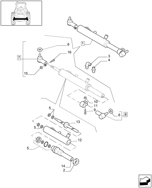 T6010 PLUS-1.41.0[03] - VAR - 330406 - 2WD STANDARD FRONT AXLE - HYDRAULIC STEERING CYLINDER