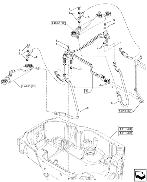 T6010 PLUS-1.42.0[01] - STD + VAR - 330408, 330409, 330416, 330425, 330426 - POWER STEERING DELIVERY AND RETURN PIPES - END YR 03-OCT-2007 ; (Prod Date) Before 03-Oct-2007