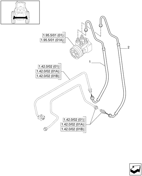 T6010 PLUS-1.42.0/05 - VAR - 331659 - POWER STEERING DELIVERY AND RETURN PIPES FOR FAST STEERING