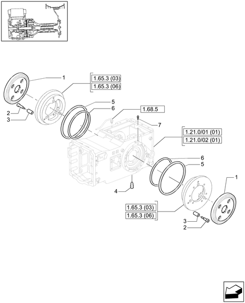 T6010 PLUS-1.65.3/07 - VAR - 330247 - TRANSMISSION 17X16 (50 KM/H) SPS - REAR AXLE - BRAKES