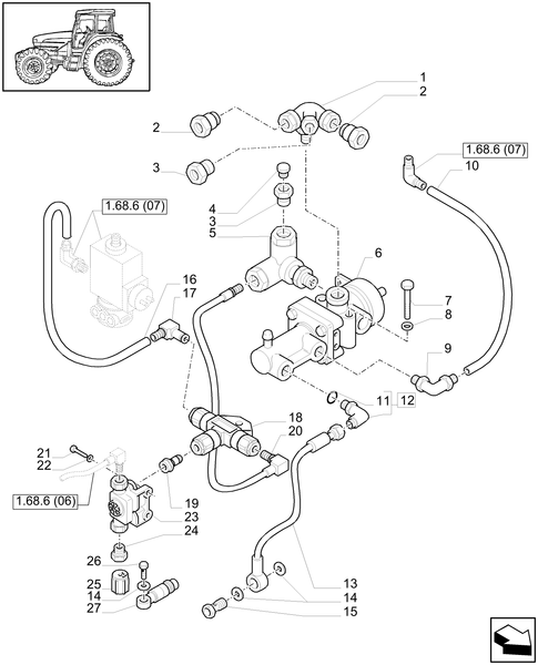T6010 PLUS-1.68.6[08] - VAR - 332727, 332737, 332739, 333727, 333739, 339737 - TRAILER AIR BRAKE - TOWING BRAKE CONTROL VALVE, PIPES AND RELATED COMPONENTS - END YR 09-APR-2007 ; (Prod Date) Before 09-Apr-2007