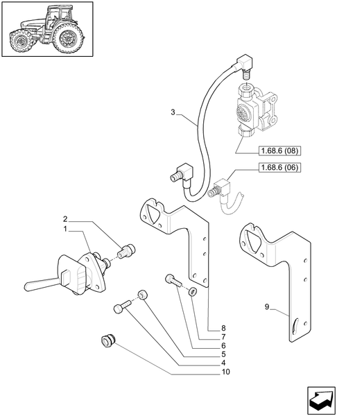 T6010 PLUS-1.68.6[10] - VAR - 332737, 339737 - TRAILER AIR BRAKE ITALY - BRACKET - END S/N Z9BD06465 ; (SN Break) Before Z9BD06465