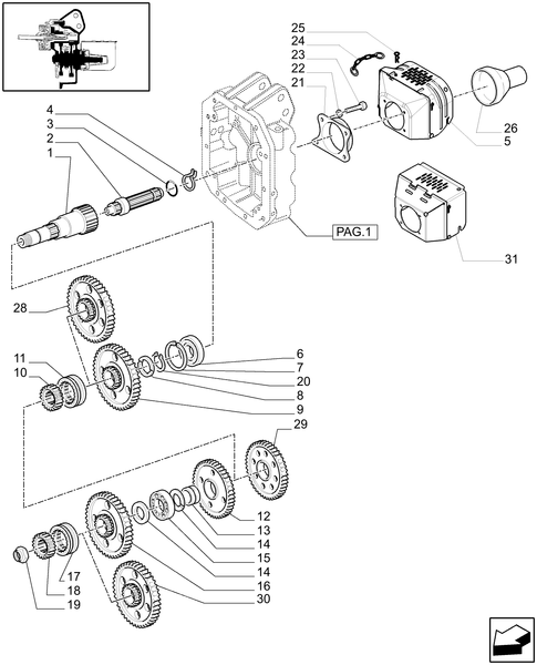 T6010 PLUS-1.80.1/01[02] - STD - POWER TAKE-OFF 540/750/1000 RPM - GUARD, GEARS AND SHAFT