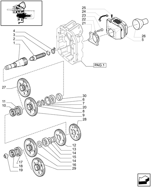 T6010 PLUS-1.80.1/03[02] - VAR - 330801 - POWER TAKE-OFF 540/750/1000 RPM - GUARD, GEARS AND SHAFT
