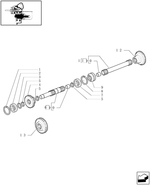T6010 PLUS-1.80.1/04[01] - VAR - 330802, 331802, 332802 - SYNCHRONIZED POWER TAKE-OFF - SHAFTS AND GEARS