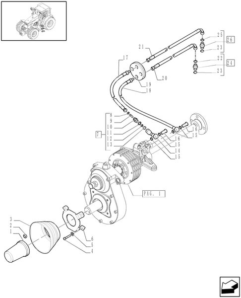 T6010 PLUS-1.80.5/01[03] - VAR - 330847, 331847, 332847, 333847, 334847, 335487 - INTEGRATED FRONT HPL WITH PTO - GUARDS AND PIPES - C6519
