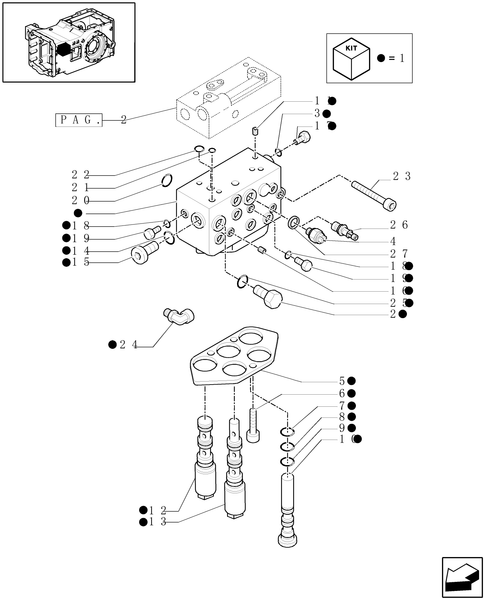 T6010 PLUS-1.80.7/02[01] - VAR - 330405, 334405, 335405, 336405 - PTO CLUTCH FOR 24X24 AND 16X16 TRANSMISSION LESS CREEPER (2WD) - CONTROL VALVE AND RELEVANT PARTS