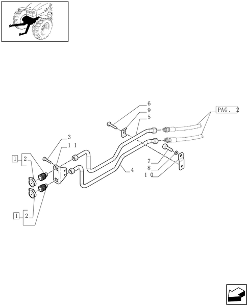 T6010 PLUS-1.81.9/02[01] - VAR - 330814 - 2 HYDRAULIC FRONT COUPLERS FOR NON INTEGRATED FRONT HPL