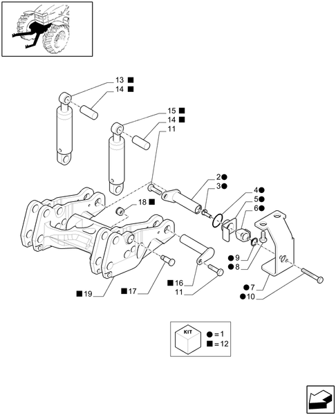 T6010 PLUS-1.81.9/04[01] - VAR - 330847, 331847, 332847, 333847, 334847, 335847 - INTEGRATED FRONT HPL WITH PTO - CYLINDERS AND SUPPORT - C6519