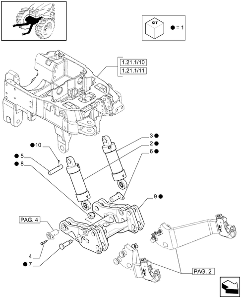 T6010 PLUS-1.81.9/08[01] - VAR - 333648, 334648, 335648, 336831, 337831 - INTEGRATED FRONT HPL - CYLINDERS AND SUPPORT - D6519