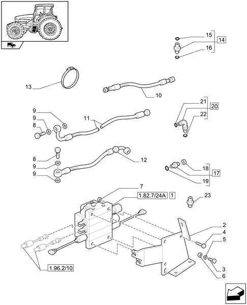 T6010 PLUS-1.82.7/36 - VAR - 333824 - NAR LOADER READY WITH 3 ELEMENTS MID MOUNT VALVES - CONTROL VALVE AND PIPES