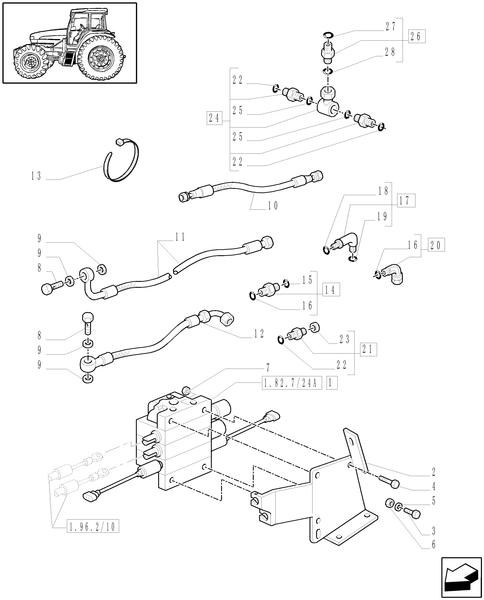 T6010 PLUS-1.82.7/24[01] - VAR - 331820, 333820, 743747, 333821 - NAR LOADER READY WITH 3 ELEMENTS MID MOUNT VALVES - CONTROL VALVE AND PIPES - C6432