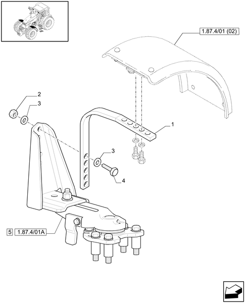 T6010 PLUS-1.87.4/01[01] - VAR - 333884, 334884, 335884, 336884 - 4WD DYNAMIC FRONT FENDERS WITH AXLE WITH BRAKE - END S/N Z8BD12199 ; (SN Break) Before Z8BD12199