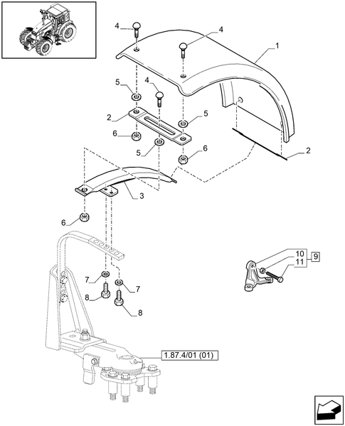 T6010 PLUS-1.87.4/01[02] - VAR - 333884, 334884, 335884, 336884 - 4WD DYNAMIC FRONT FENDERS WITH AXLE WITH BRAKE - END YR 19-MAY-2008 ; (Prod Date) Before 19-May-2008