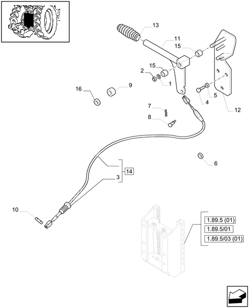 T6010 PLUS-1.89.5/05[02] - VAR - 333945 - APUH - HYDRAULIC PUSH BACK WITH SWINGING DRAWBAR - LEVER - MDC