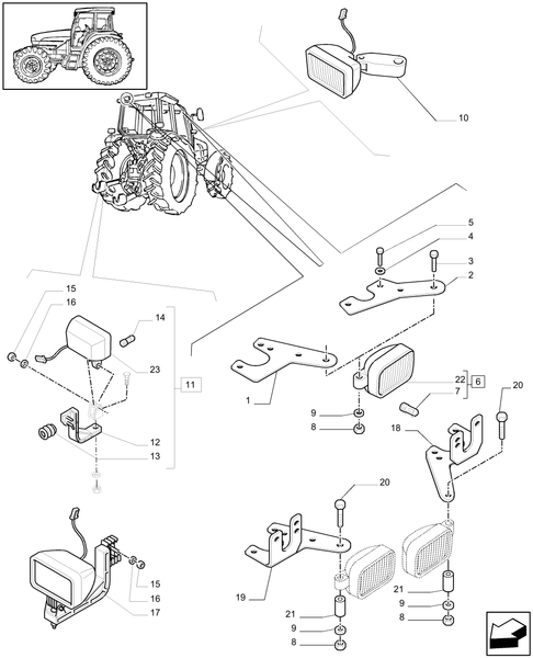 T6010 PLUS-1.91.3/03[01] - VAR - 330784 - WORKLAMPS FOR ROOF WITH LOW PROFILE - END S/N ZABD10572 ; (SN Break) Before ZABD10572